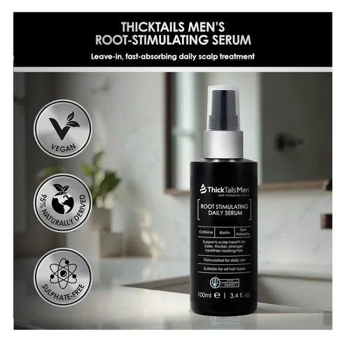 Vista 8 de ThickTails Suero de crecimiento del cabello para hombres para adelgazar el cabello Suero sin enjuague para raíces y cuero cabelludo con cafeína