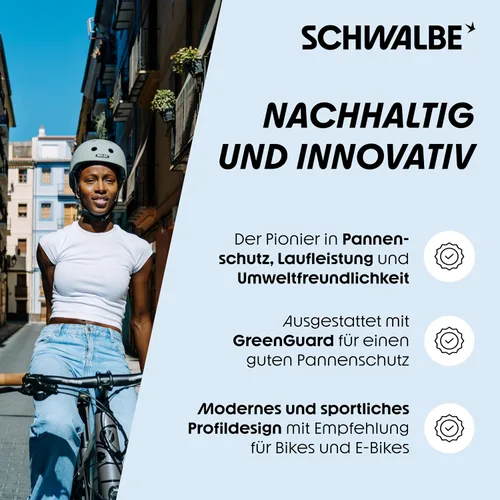 Vista 4 de Schwalbe Green Marathon Bicycle tyre – GreenGuard Puncture Protection – Schwalbe's Most Environmentally Friendly tyre – with ADDIX or ADDIX Eco