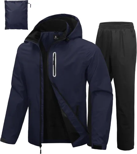 Vista 17 de Traje de lluvia de golf impermeable para hombre, equipo de lluvia, chaqueta y pantalón para exteriores, ligero, impermeable con capucha Pantalones