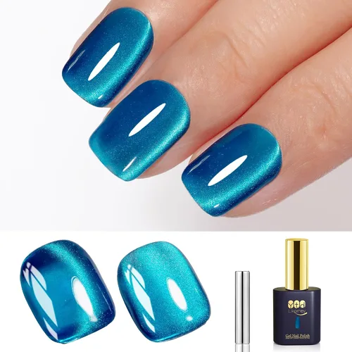 Vista 40 de YTD Likomey - Juego de esmaltes de uñas de gel de ojo de gato, 8 colores con purpurina magnética de cristal, borgoña, rojo, negro, verde, ciruela