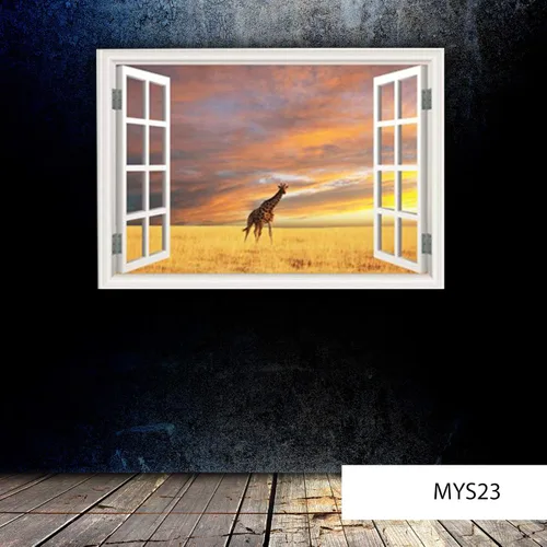Vista 2 de Giraffe - Adhesivo decorativo para pared, diseño de jirafa en 3D, diseño de jirafa extraíble