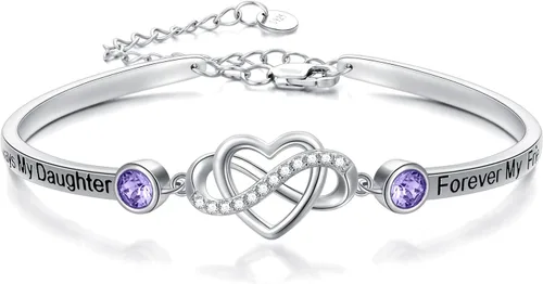 Vista 23 de AOBOCO Pulsera de corazón infinito ajustable de plata de ley 925 para hermana, mejor amiga, hija, mamá, abuela, nieta, nuera, madrina, ahijada