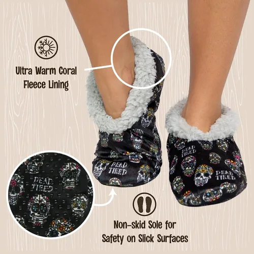 Vista 4 de Lazy One Pantuflas peludas para mujer, bonitas pantuflas de casa con forro polar, bonitos calcetines