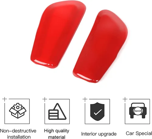 Vista 4 de CheroCar Pomo de palanca de cambios de grano para Jeep Grand Cherokee 2017-2020, accesorios interiores (rojo)