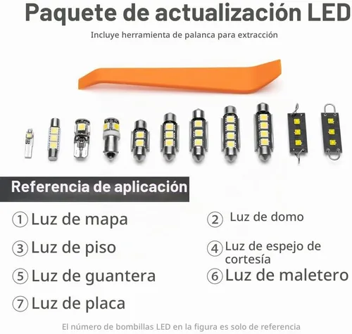 Vista 9 de Kit de luz interior LED blanca Durango de 17 piezas para Dod'ge Durango