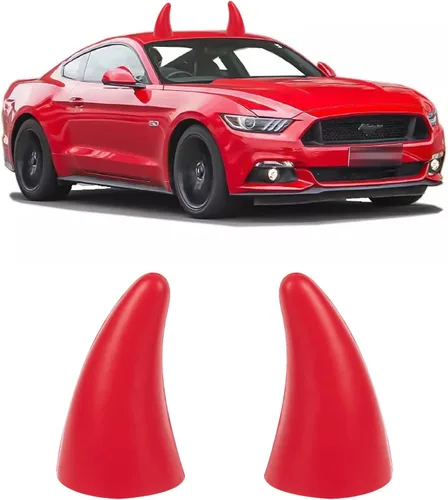 Vista 10 de Xotic Tech - 2 piezas de decoración exterior de automóvil para techo adhesivo 3D negro Devil Evil Bull Horn para Halloween, Navidad, Acción