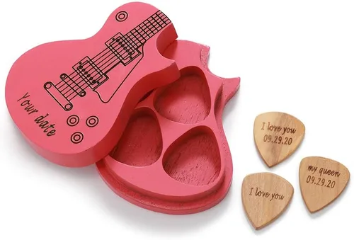 Vista 15 de Albertband Regalos personalizados para padres, soporte de púas de guitarra de madera, fotos de guitarra con estuche, púas de guitarra fina, 3