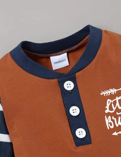 Vista 4 de RCPATERN Ropa para bebé recién nacido, mameluco de hermano pequeño, 3 piezas, conjunto de ropa lindo para bebé