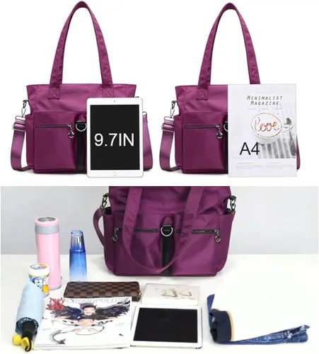 Vista 3 de Fabuxry Bolsos casuales para mujer, bolsos de hombro, bolso de nailon suave