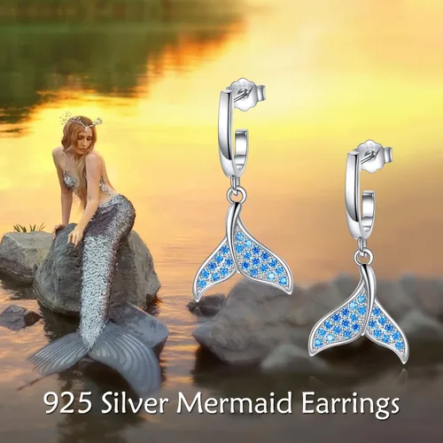 Vista 5 de Aretes de plata de ley 925 para mujer, aretes hipoalergénicos, Plata de ley, Circonia cúbica