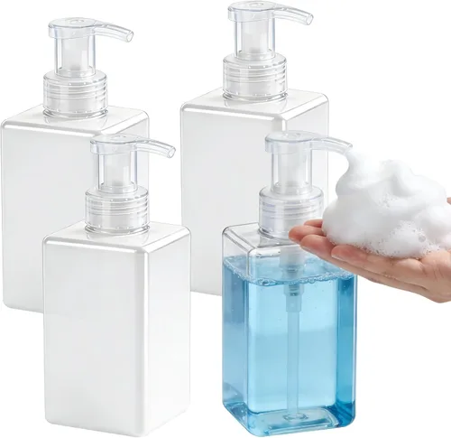 Vista 9 de Foaming Soap Dispenser 4 Pack, 15oz/450ml Brown Foam Soap Pump Bottles, Refillable Bathroom Soap Dispenser with Rich Foam Pump for Kitchen Sink