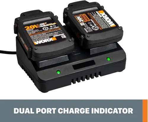 Vista 3 de Worx WA3770 Cargador de 20V Li-ion de doble puerto de 2 horas