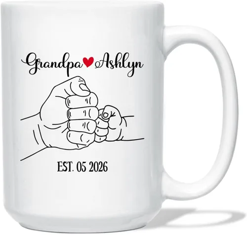 Vista 20 de Taza de café de cerámica con texto en inglés «Best Grandpa Add Photo », regalos para abuelo, abuelo, papá, amapola, Día del Padre, taza de café