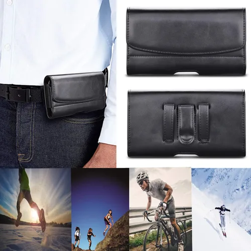 Vista 7 de Funda para teléfono con clip para cinturón, bolsa de transporte de PU de alta calidad con soporte para tarjetas de bloqueo RFID, funda magnética