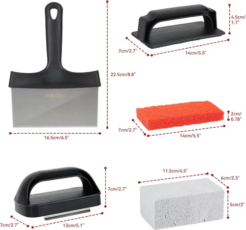 Vista 5 de onlyfire Kit de limpieza de parrilla de 15 piezas para Blackstone, kit de limpieza de parrilla de parte superior plana con piedra de parrilla