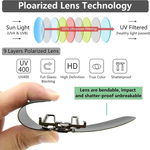 Vista 2 de CAXMAN Gafas de sol polarizadas con clip sobre gafas graduadas para hombres y mujeres, protección UV