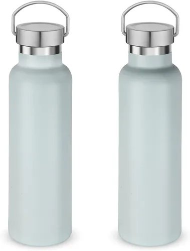 Vista 8 de Neihepal Botellas de agua de acero inoxidable negras, botella de viaje de doble pared con aislamiento al vacío de 20 onzas con tapa a prueba