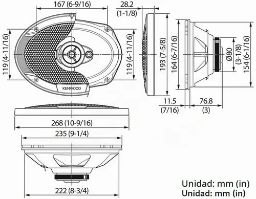 Vista 2 de Kenwood Altavoces elípticos de 3 vías 5.9 x 9.1 in negro