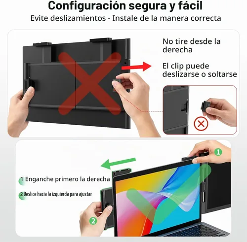 Vista 3 de Extensor de pantalla para portátil de 15,6 pulgadas, extensor de monitor
