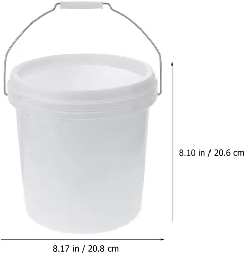 Vista 2 de Cubo de plástico de 5 L con tapa y asa, cubo pequeño sellado blanco de grado alimenticio, resistente de grado alimenticio, contenedor de pintura