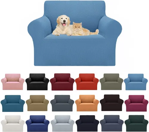 Vista 40 de Cupuamon Funda elástica para sofá de 1 plaza, funda protectora de muebles con parte inferior elástica de tela jacquard a cuadros pequeños para Beige