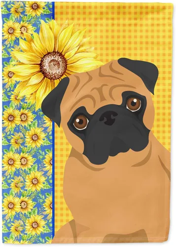 Vista 329 de Caroline's Treasures WDK5313GF Bandera de jardín con diseño de girasoles de verano, color negro y tostado, Airedale Terrier para buzón, bandera