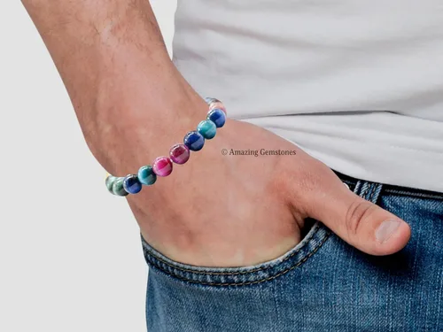 Vista 495 de Amazing Gemstone Crystal Bracelet for Women Men's Gifts - Protection Healing Crystal Bracelet - 8mm Gemstone Beaded Stretchable Bracelet Pulseras