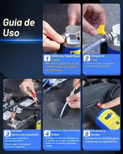 Vista 4 de Bomba extractora de aceite de motor de 12V 100W - Bomba eléctrica de transferencia de fluidos para aceite de motor, cambio de aceite de engranajes