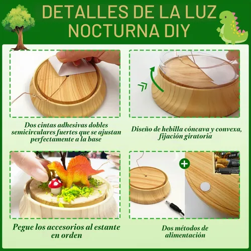 Vista 3 de Crea tu propia luz nocturna, kits de bricolaje de dinosaurio para niñas, luces nocturnas mágicas creativas USB Edición de mejora, juguetes