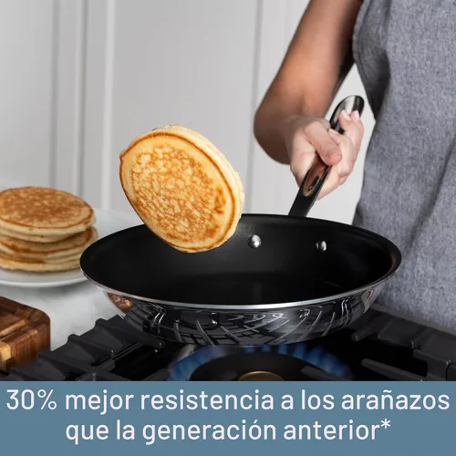 Vista 4 de All-Clad D3 - Sartén antiadherente profesional de acero inoxidable de 8 pulgadas, sartén de acero inoxidable de 3 capas, inducción, apta para horno