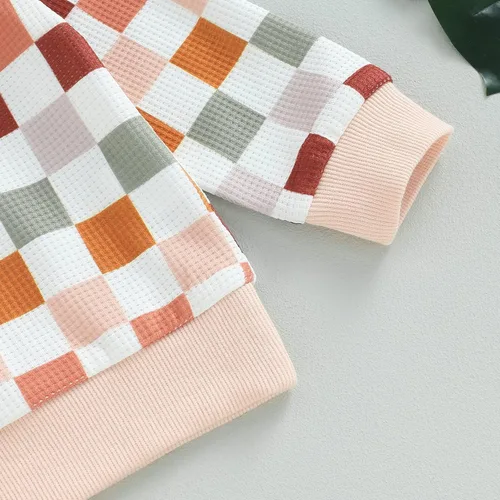 Vista 5 de Sunwittafy Conjunto de sudadera de manga larga con cuello redondo y bloques de color, para otoño e invierno