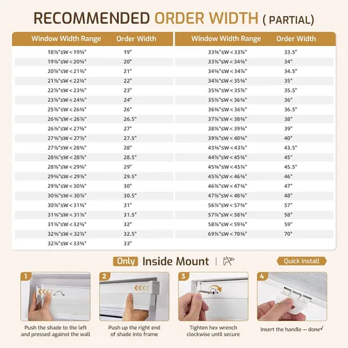 Vista 3 de Grandekor Persianas celulares inalámbricas sin taladro, opacas, persianas de panal para ventanas interiores, protección UV, privacidad, sin taladro