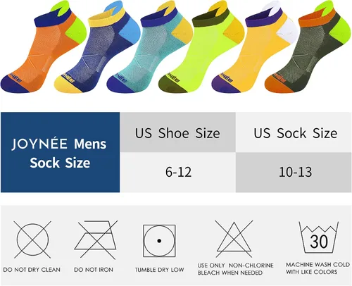 Vista 3 de JOYNÉE Calcetines atléticos para hombre, corte bajo, para entrenamiento, correr, paquete de 6