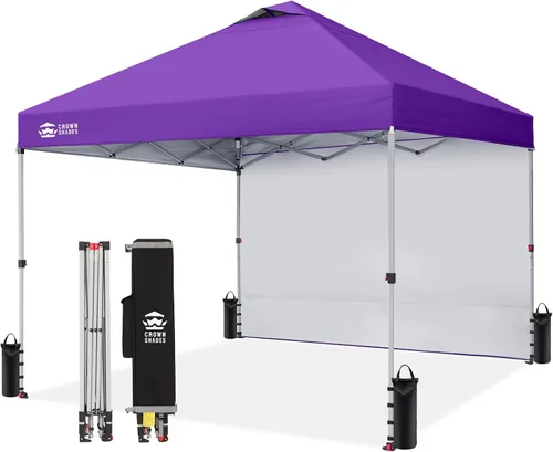 Vista 9 de CROWN SHADES Toldo desplegable de 8 x 8 con 1 pared lateral, tienda de campaña para playa, beige