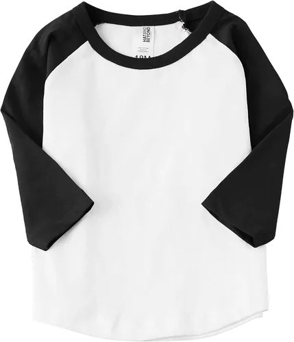 Vista 6 de Ma Croix Camisa de manga raglán 34 para bebés, ajuste cómodo, camiseta de béisbol para niños pequeños