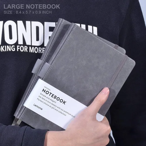 Vista 6 de Lemome Cuaderno Clásico Grueso con Presilla para Bolígrafo - Cuaderno de Escritura A5 Rayado Universitario de Tapa Dura con Bolsillo + Separadores