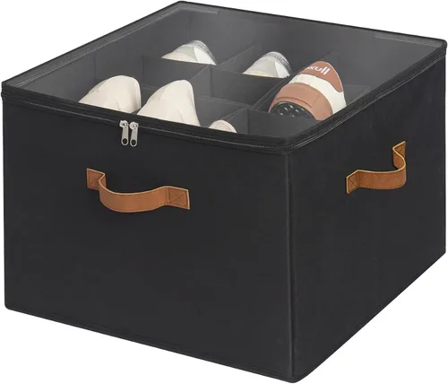 Vista 10 de Organizador de zapatos StorageWorks para clóset, cabe hasta 16 pares, contenedores de almacenamiento para zapatos con divisores ajustables y Beige