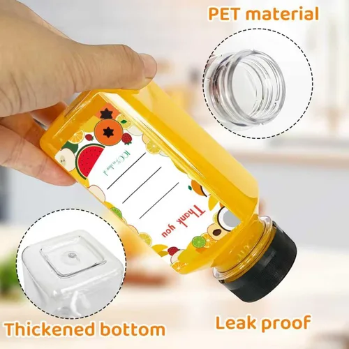Vista 4 de 48 botellas de jugo de 8 onzas con tapas, botellas de plástico con tapas, recipientes reutilizables transparentes a granel para jugo, leche y otras