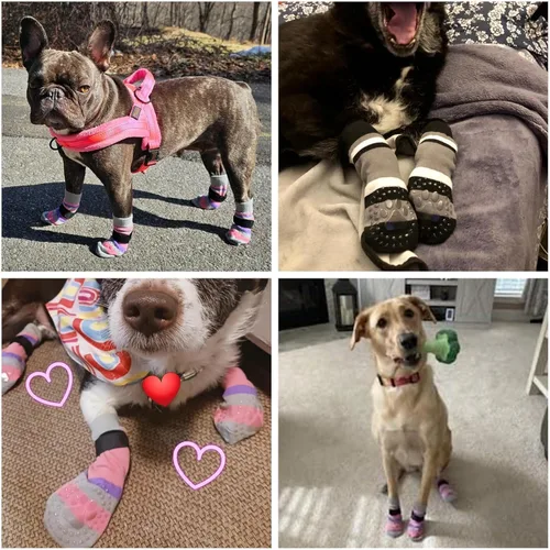 Vista 6 de KOOLTAIL Calcetines antideslizantes para perros para pavimento caliente, 3 pares de botas de perro y protectores de patas para evitar lamer