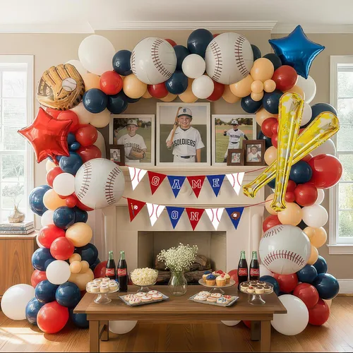 Vista 11 de Decoraciones de fiesta de fútbol y con poste de portería de fútbol, globos de aluminio para niños y adultos, tema deportivo, cumpleaños, día