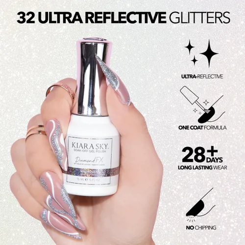 Vista 4 de KIARA SKY Esmalte de uñas Gel Polish DiamondFX con purpurina reflectante y efecto de polvo de diamante brillante, 0.5 fl oz, Beets It (morado)