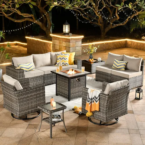 Vista 14 de HOOOWOOO Outdoor Patio Sectional Furniture Sofa Set with Widened Armrest,6 Piece Small Modern Wicker Couch,Modular L Shaped Conversation Seating Set