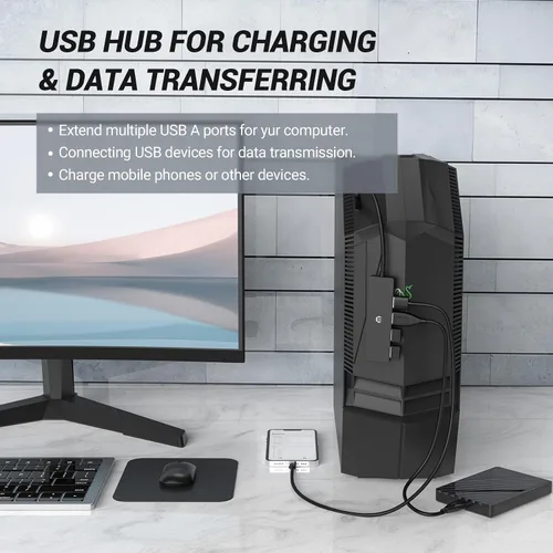 Vista 6 de Concentrador USB, Tymyp 4 puertos USB 3.0 Hub Ultra Slim USB Splitter para Mac Pro/Air, iMac Pro, Mac Mini/Pro, Dell, HP, Surface Pro, PC portátil