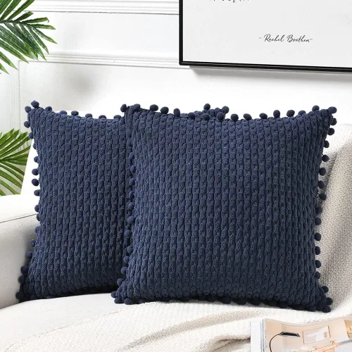Vista 10 de Fancy Homi - Juego de 2 fundas de cojín decorativas crema blanco de 40 x 40 cm con pompones para sofá cama, decoración de hogar moderna, rústica