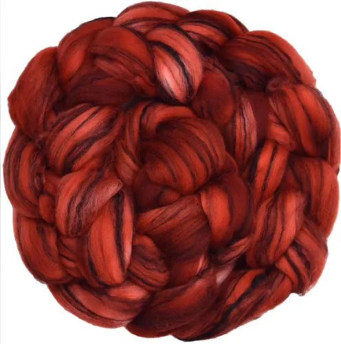 Vista 19 de Teñido a mano Superfino Merino Tencel Roving para hilar y fieltro. Albaricoque 1oz