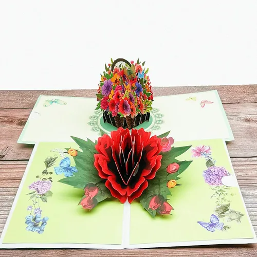 Vista 8 de Paquete de 5 tarjetas emergentes de flores, tarjetas de felicitación 3D, surtido para mujeres u hombres en todas las ocasiones, aniversario, día
