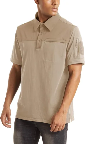 Vista 2 de MAGNIVIT Polo de manga corta para hombre, de secado rápido, militar, táctico, sin botones