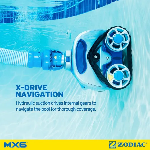 Vista 5 de Limpiador para piscina Zodiac MX6 por succión lateral en tierra, con succión ciclónica y X-Trax para una maniobrabilidad extrema