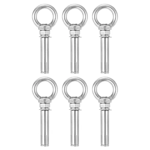 Vista 6 de uxcell Aro de elevación de la expansión, 8pcs M6x50mm 304 tornillo de expansión de acero inoxidable con anillo de ojo para pared de ladrillo