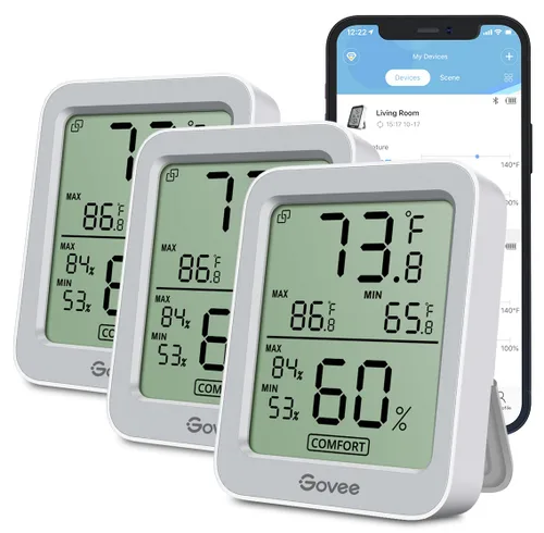 Vista 10 de Govee Higrómetro Digital Higrómetro Interior Termómetro de Habitación H5075, Medidor de Temperatura y Humedad Bluetooth con Control Remoto